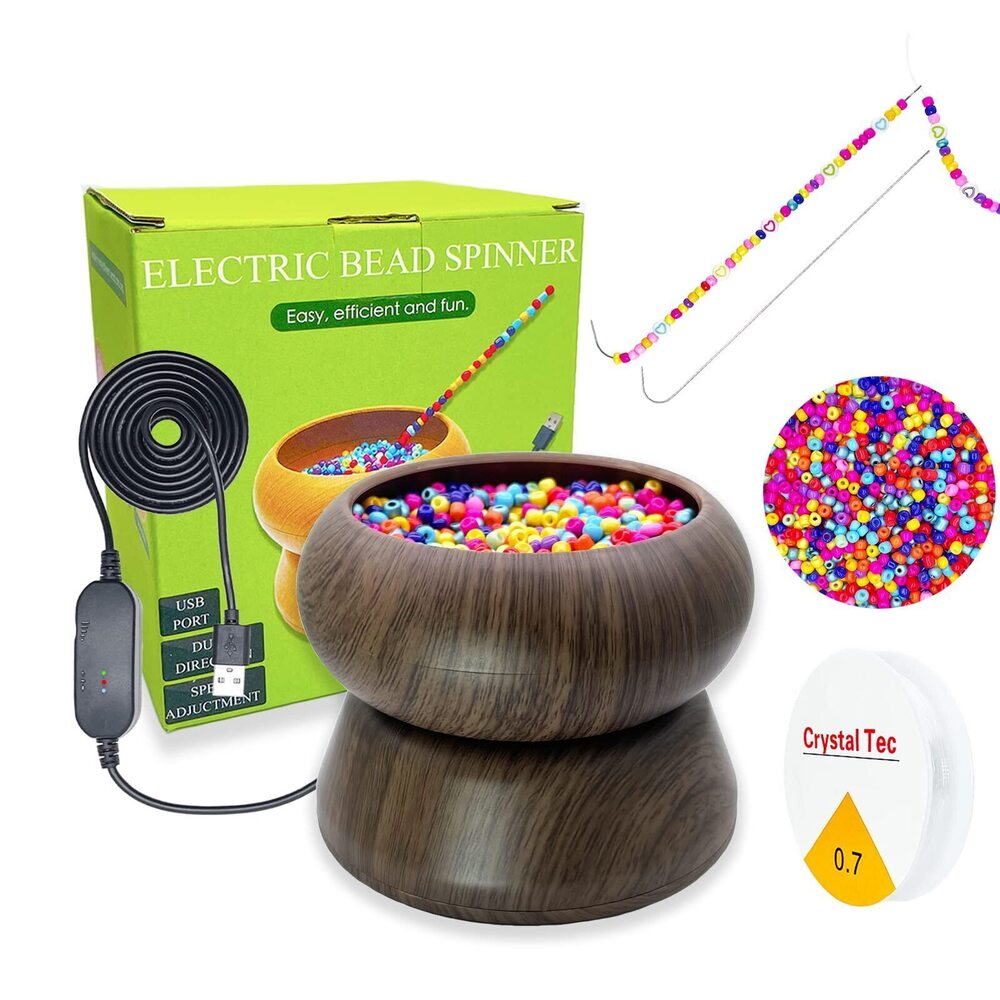 9877 Electric Bead Spinner - Bead Spinner with 2PC Beading Needles and Seed